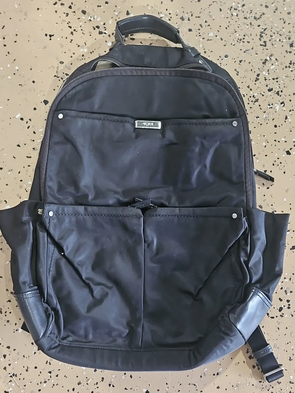 Tumi Black Nylon Men's Backpack with Leather Trim